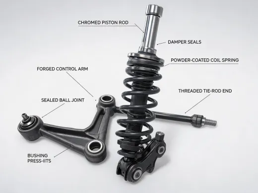 Suspension and steering strut assembly